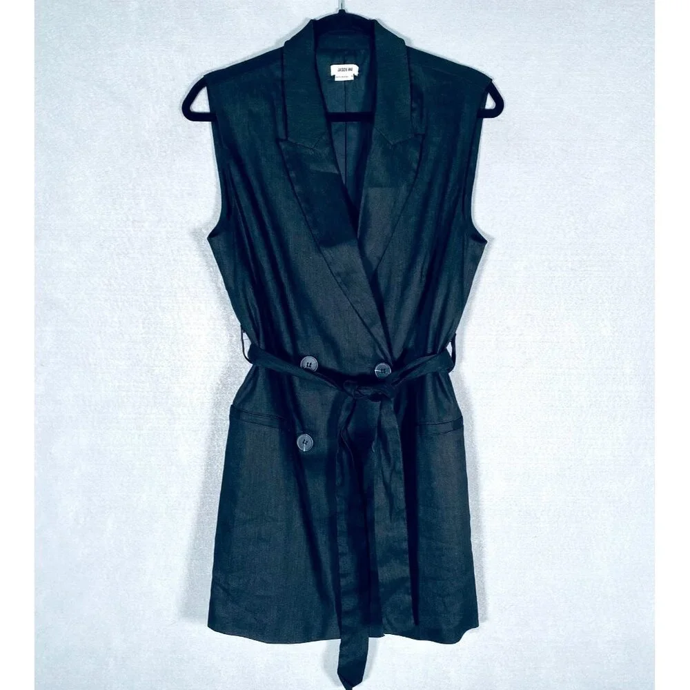 Jason Wu Dress Womens M Black Linen Blend Double Breasted Blazer Career